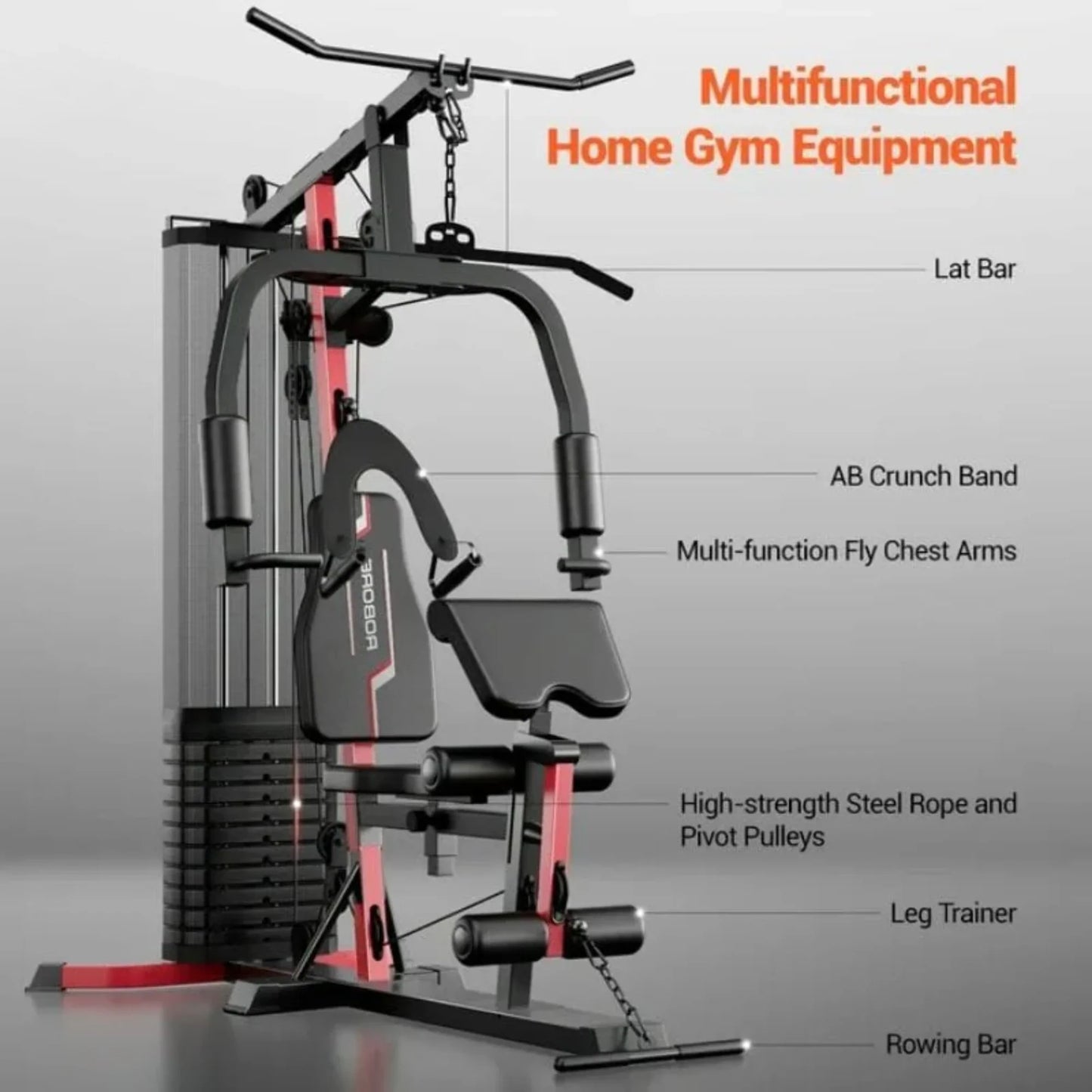 Multifunctional Home Gym System 45KG – All-in-One Workout Station with 12 Pulley