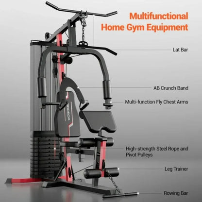 Multifunctional Home Gym System 45KG – All-in-One Workout Station with 12 Pulley