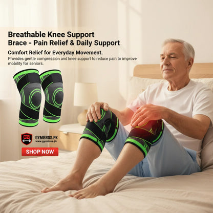 Pack of 2 Knee Support Braces with Straps | Adjustable Compression Knee Stabilizers for Gym & Sports