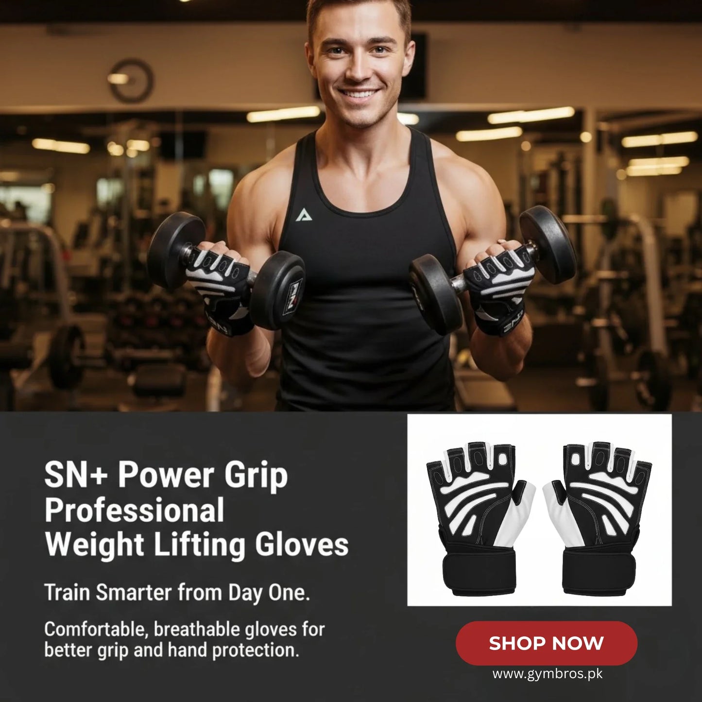 SN+ Weight Lifting Gloves | Gym Gloves for Men & Women | Anti-Slip Workout Gloves