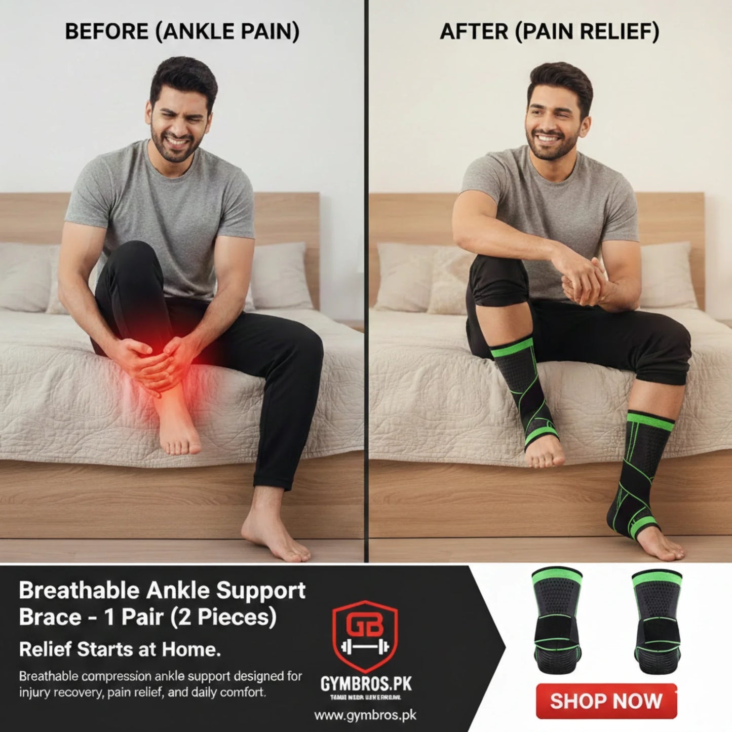 Ankle Brace Support for Gym & Sports | Adjustable Compression Ankle Stabilizer