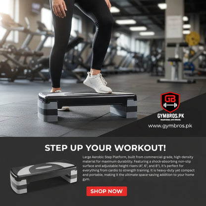 Aerobic Stepper Adjustable Fitness Step Platform with 4” 6” & 8” Height Levels, Non-Slip Surface, Rubber Feet & 100KG Weight Capacity for Cardio, Home Gym & Aerobic Workout