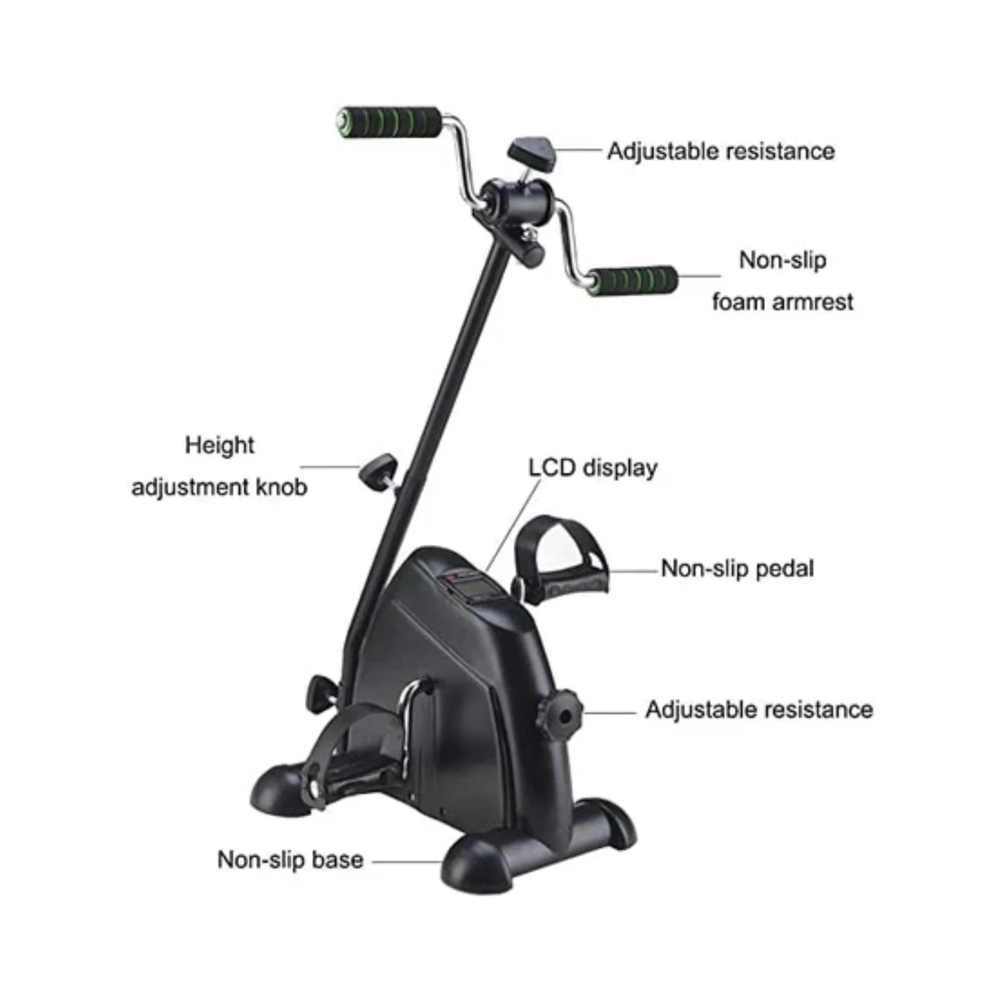 Digital Mini Exercise Bike – Black Pedal Exerciser for Arms & Legs | Compact Fitness Cycle with Digital Meter for Home & Office Workouts