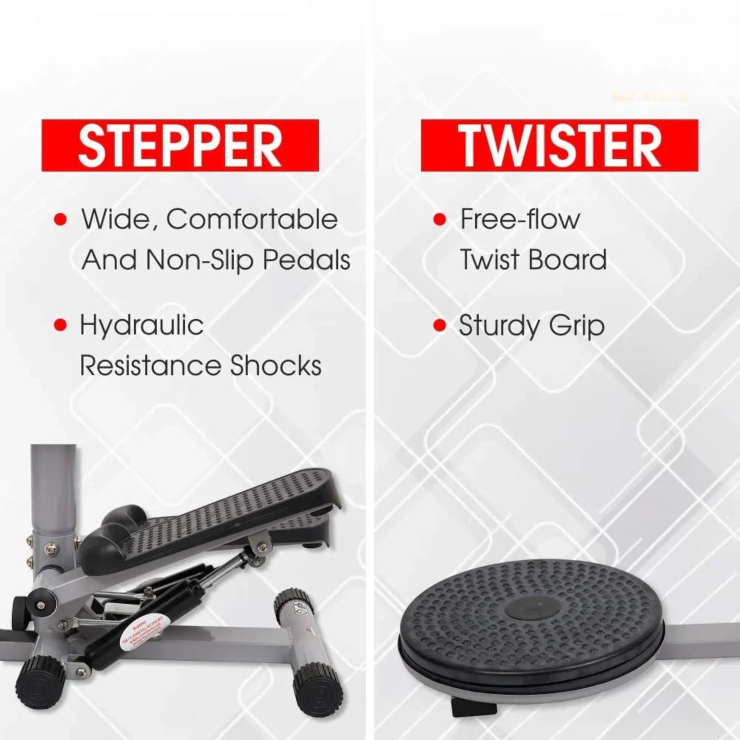 Standing Stepper with Twister and Dumbbells | 3-in-1 Twist Stepper with Handlebar, Dumbbells, Hydraulic Resistance & LCD Monitor for Full Body Home Workout