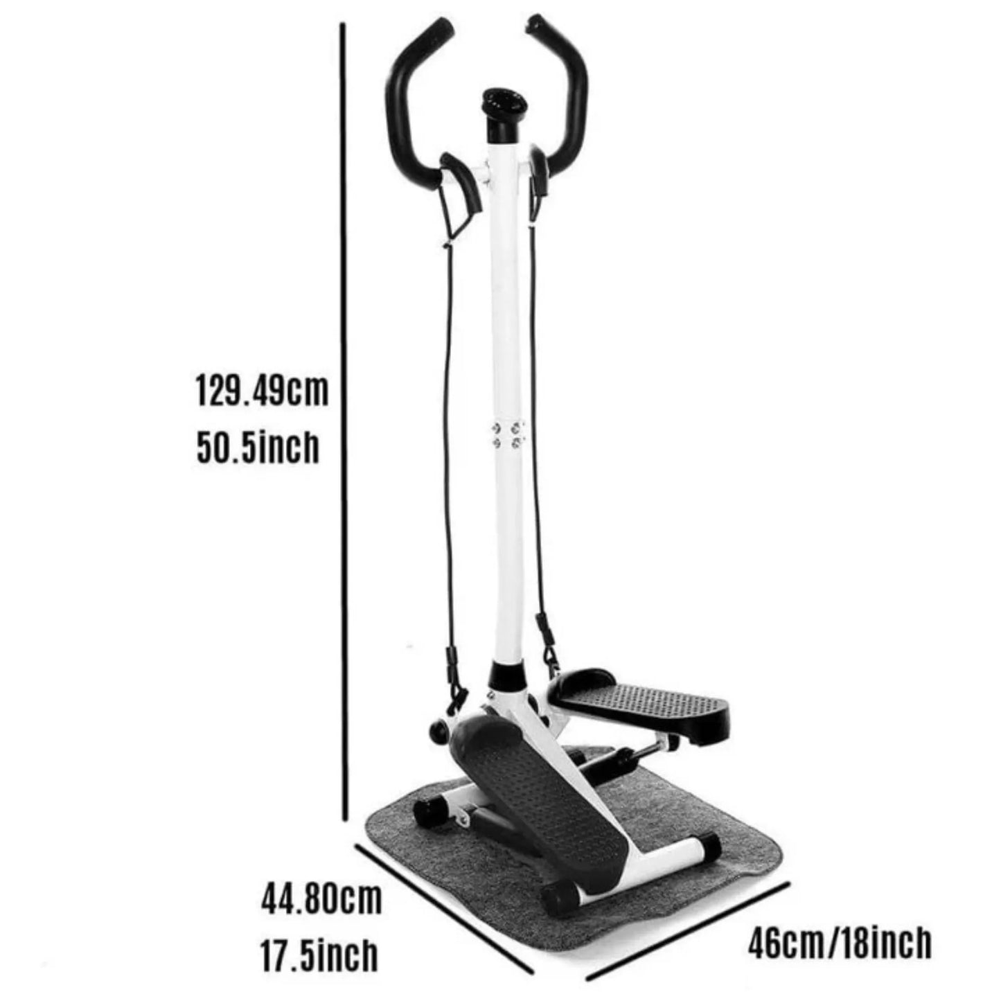 Mini Twist Stepper with Handle & Resistance Bands | Foldable Full Body Fitness Stepper Machine with LCD Monitor, Adjustable Height & Hydraulic System for Home Workout