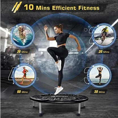 40 Inch Foldable Fitness Trampoline for Home Workout | Mini Rebounder Exercise Trampoline, Heavy Duty 114KG Load Capacity, With or Without Stand,  Waist Drum Spring System & Portable Indoor/Outdoor Use