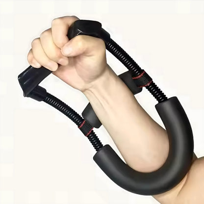 Wrist Exerciser Forearm Hand Muscle Strengthener Grip Trainer with Heavy Duty Carbon Steel Spring, Adjustable Stabilizer Pad & 10mm Foam Cushion for Wrist, Finger & Forearm Training – Black