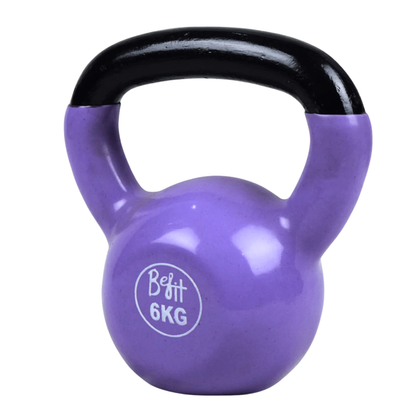 Vinyl Coated Cast Iron Kettlebell 2kg–20kg Solid Weight Training Kettle Bell with Wide Grip Handle, Flat Base & PVC Protective Coating for Full Body Strength, Cardio & Functional Home Gym Workout
