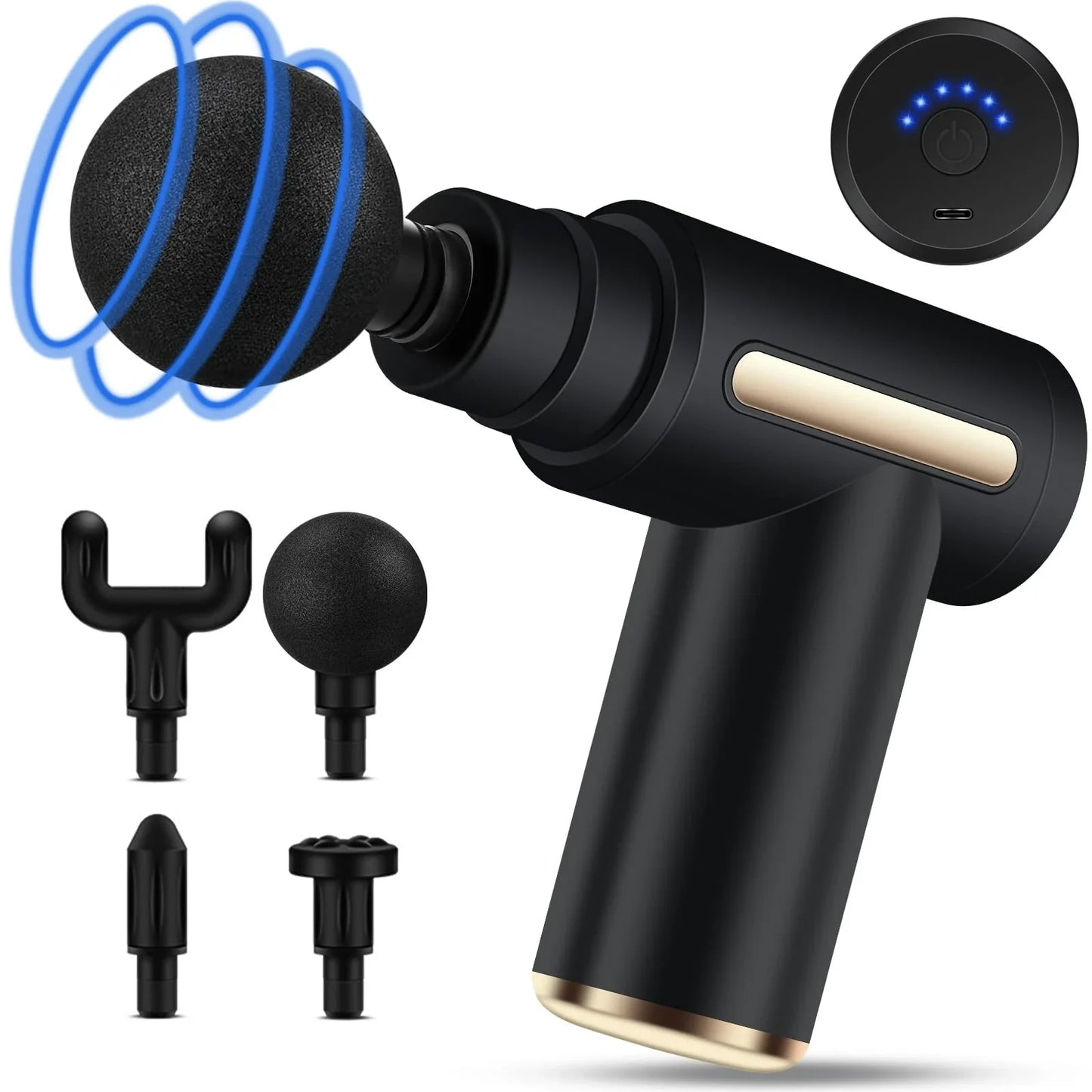 Blueidea BLD-720 Deep Tissue Massage Gun | 6 Speed Levels, 4 Massage Heads, USB Rechargeable Handheld Fascial Gun for Muscle Recovery & Pain Relief