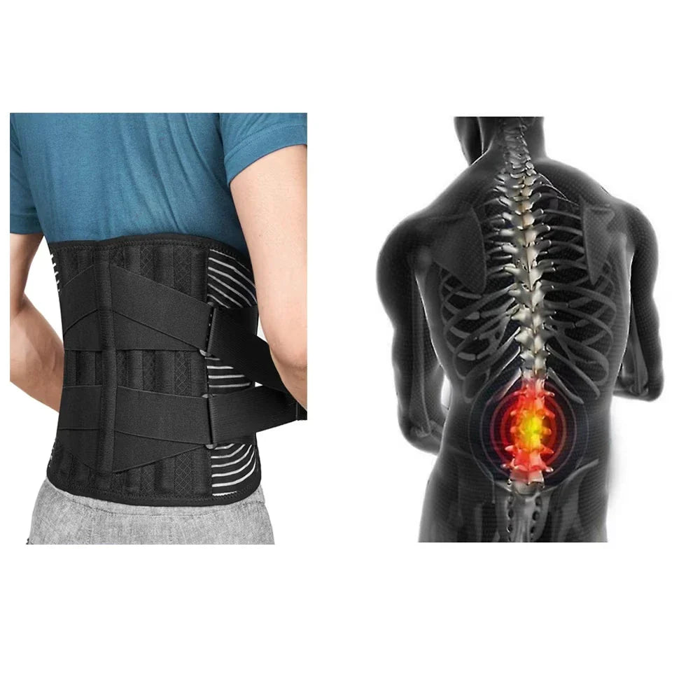 Lumbar Support Belt for Weightlifting & Back Pain Relief Adjustable Lower Back Brace | Material: Neoprene | S, M, L, XL Adjustable Back Support Belt for Weightlifting, Back Pain, Sciatic & Lumbar Spine Protection