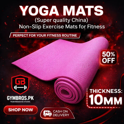 Yoga Mats (Super Quality China) Non-Slip Exercise Mat for Fitness, Gym & Home Workout – 8mm / 10mm / 15mm Thickness, Durable PVC Material, Comfortable Cushioning for Yoga, Pilates & Exercise Training