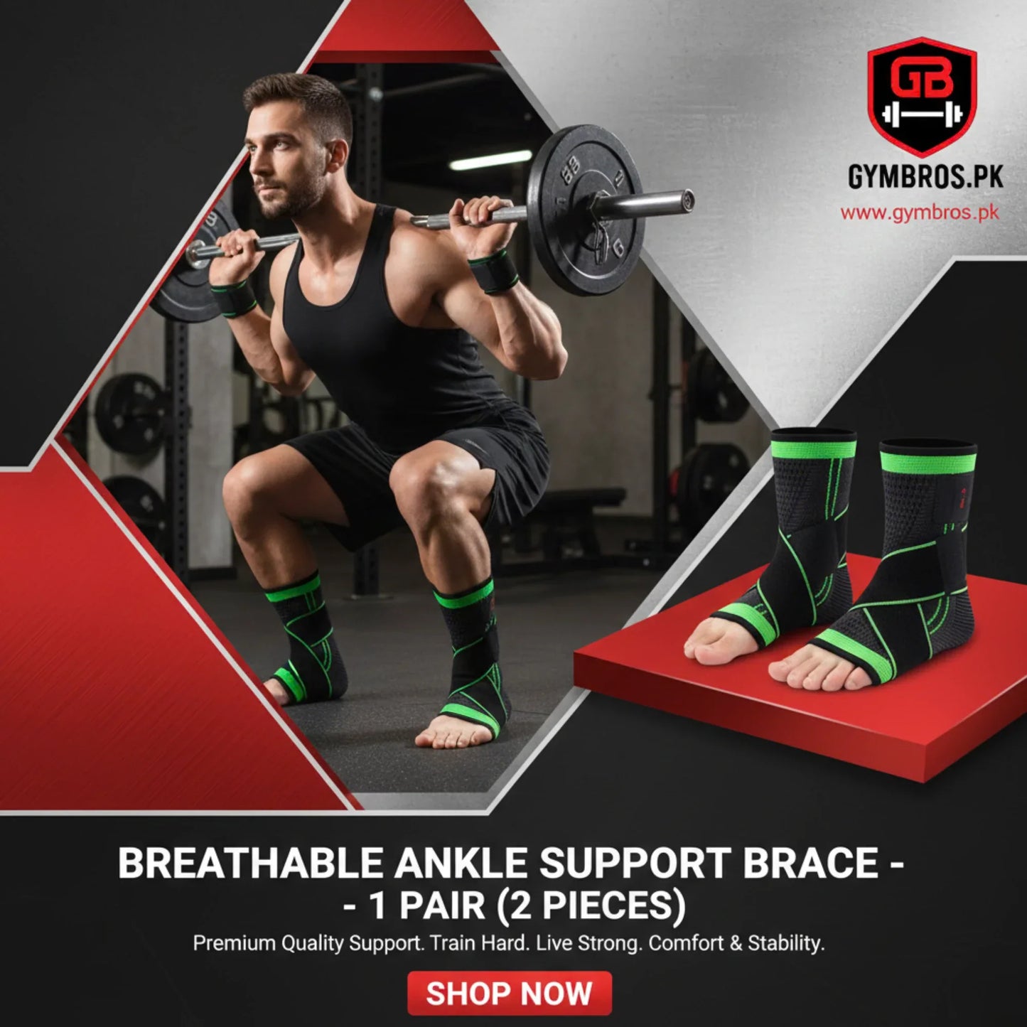 Ankle Brace Support for Gym & Sports | Adjustable Compression Ankle Stabilizer