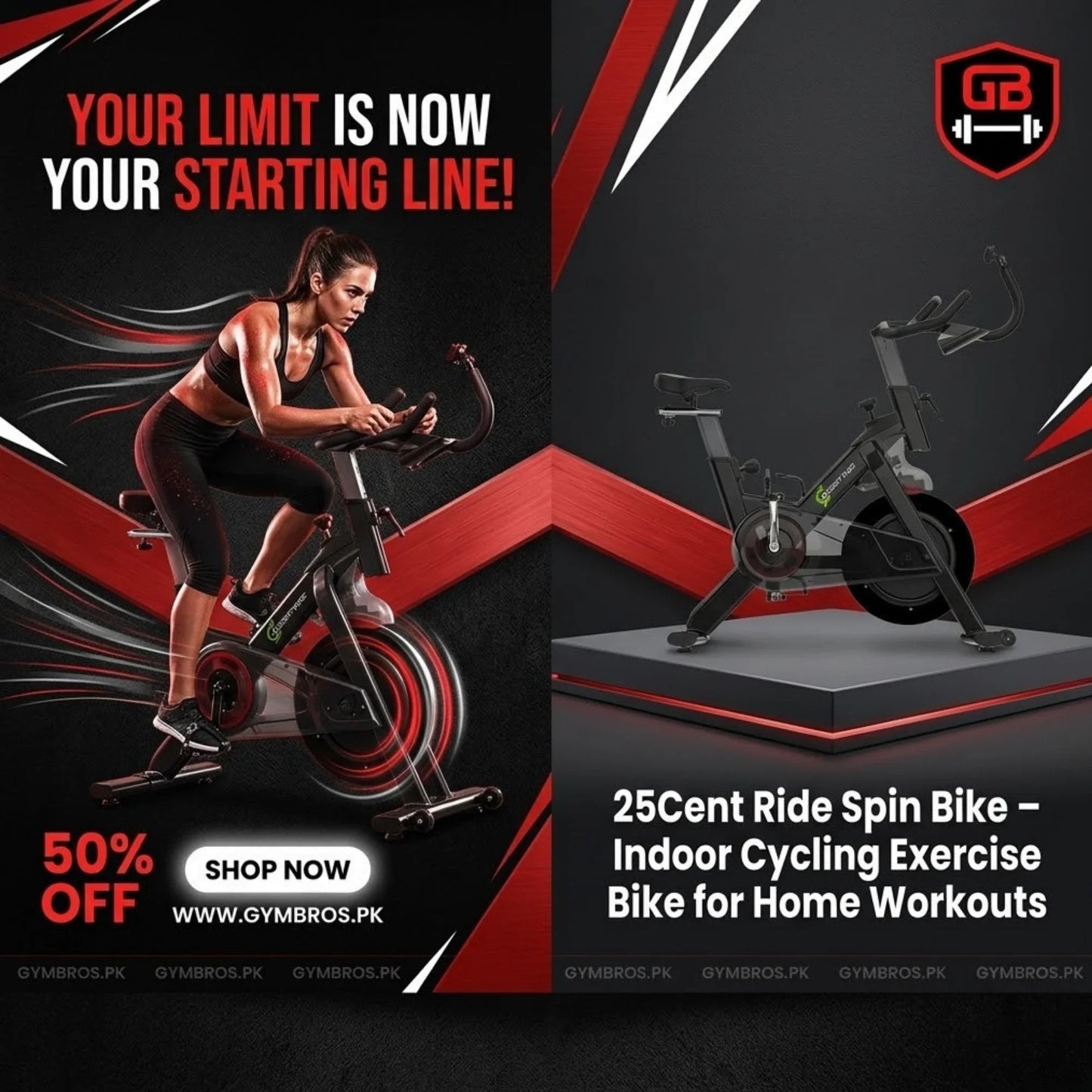 25Cent Ride Spin Bike – Indoor Cycling Exercise Bike for Home Workouts