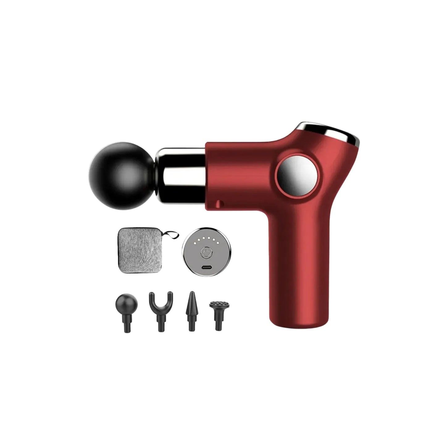 KH-515 Electric Mini Fascial Massage Gun | 32 Speed Levels, 3200RPM Deep Tissue Muscle Massager with LED Touch Screen, Type-C Charging, 24W Power, 4 Massage Heads & Low Noise Portable Design