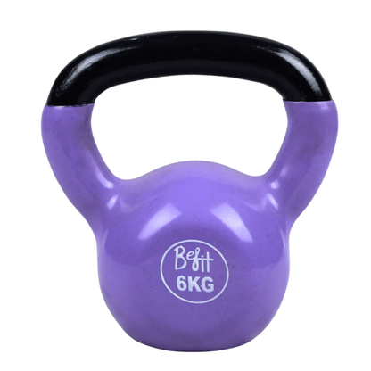 Vinyl Coated Cast Iron Kettlebell 2kg–20kg Solid Weight Training Kettle Bell with Wide Grip Handle, Flat Base & PVC Protective Coating for Full Body Strength, Cardio & Functional Home Gym Workout