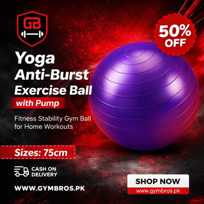 Anti-Burst Exercise Gym Ball with Air Pump, Non-Slip Yoga Stability Ball in 25CM, 65CM, 75CM, 85CM & 100CM Sizes for Core Strength, Balance, Home Workout & Physical Therapy