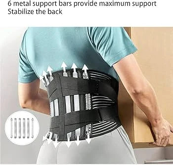 Lumbar Support Belt for Weightlifting & Back Pain Relief Adjustable Lower Back Brace | Material: Neoprene | S, M, L, XL Adjustable Back Support Belt for Weightlifting, Back Pain, Sciatic & Lumbar Spine Protection