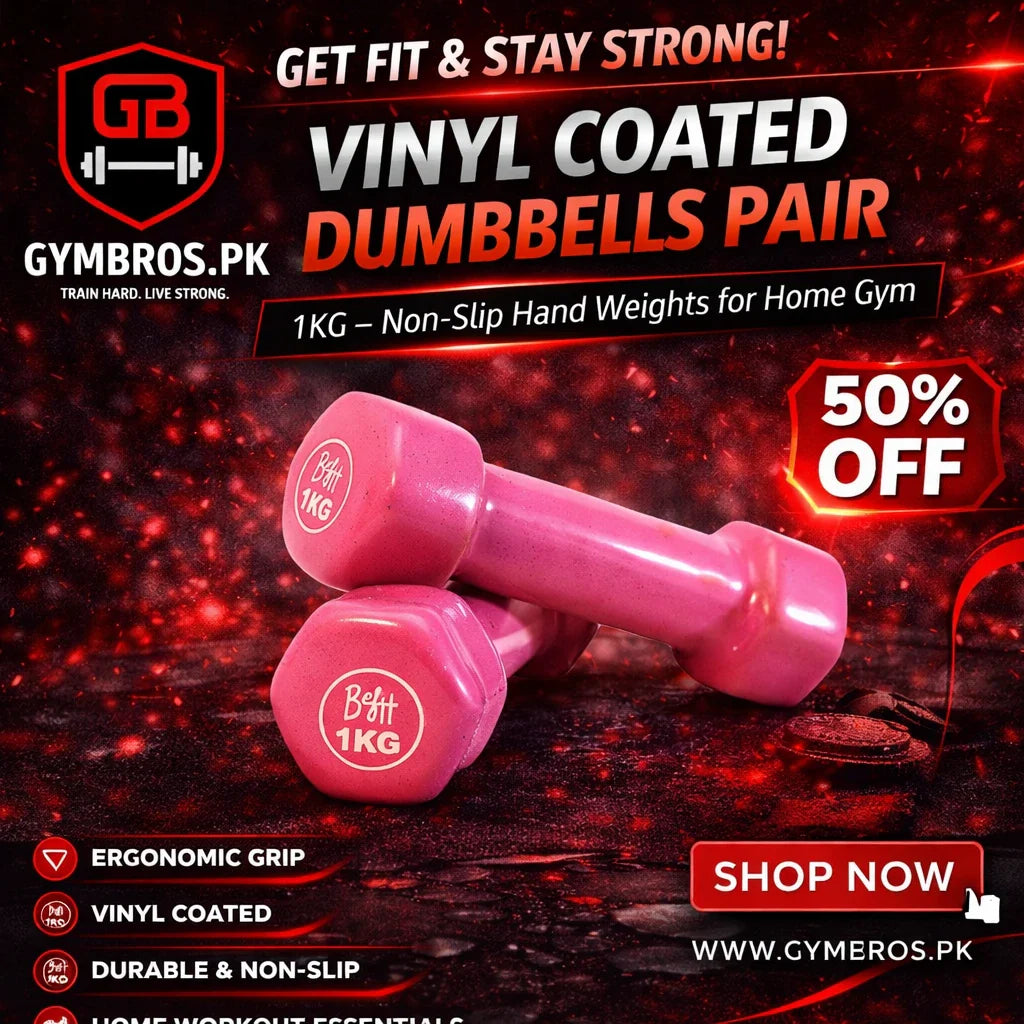 Vinyl Coated Dumbbells 1KG to 5KG (Pack of 2) Anti-Roll Hand Weights for Home Workout, Strength Training, Fitness Exercise & Muscle Toning