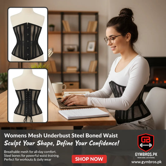 Mesh Underbust Steel Bone Corset | Breathable Waist & Core Stabilizer for Gym & Fitness