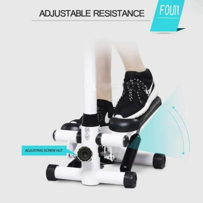 Mini Twist Stepper with Handle & Resistance Bands | Foldable Full Body Fitness Stepper Machine with LCD Monitor, Adjustable Height & Hydraulic System for Home Workout