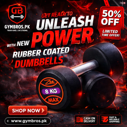 ZEE MAX Rubber Coated Dumbbells Pair with Cast Iron Core, Knurled Steel Handle & Thick Noise-Reducing Rubber Coating Available in 1KG–40KG for Home Gym Strength Training