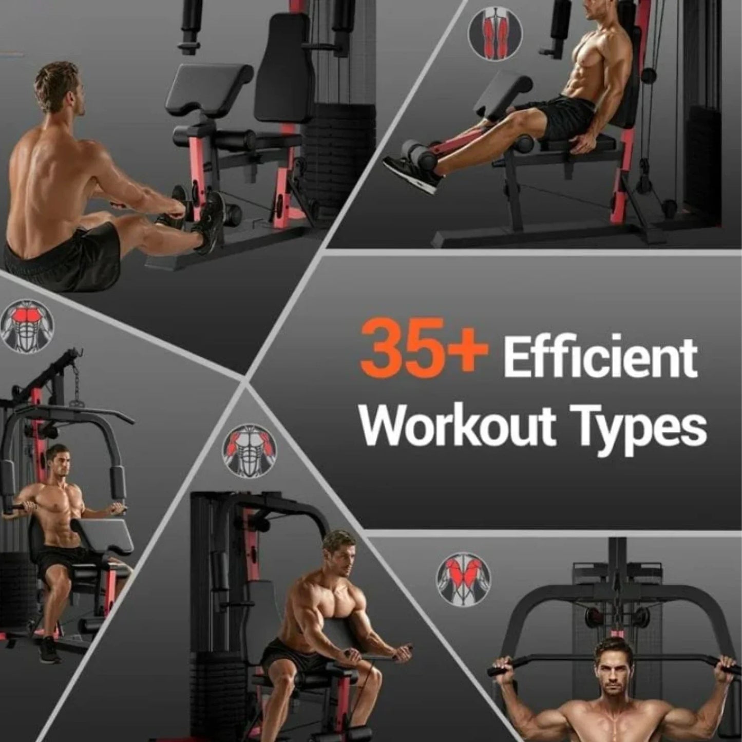 Multifunctional Home Gym System 45KG – All-in-One Workout Station with 12 Pulley