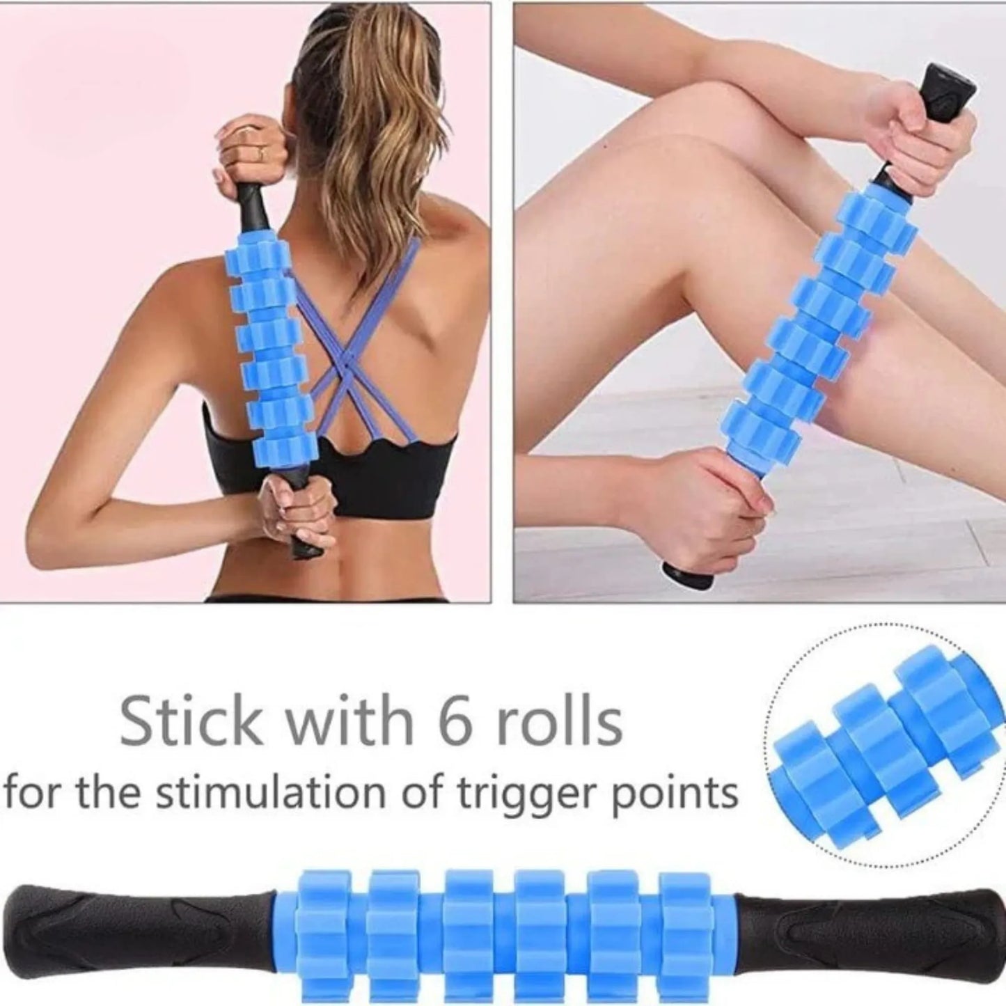 Massage Stick Muscle Roller for Athletes Portable Deep Tissue Massager | 47cm Deep Tissue Massage Stick for Legs, Back, Arms, Neck & Full Body Muscle Recovery & Pain Relief