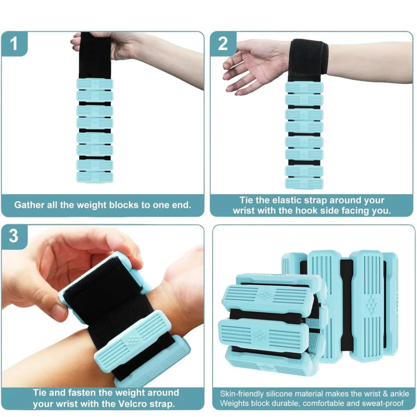 Livepro Premium Silicone Weighted Bracelets (1lb/454g Pair) – Adjustable Wrist & Ankle Weights for Yoga, Pilates, Running & Cardio
