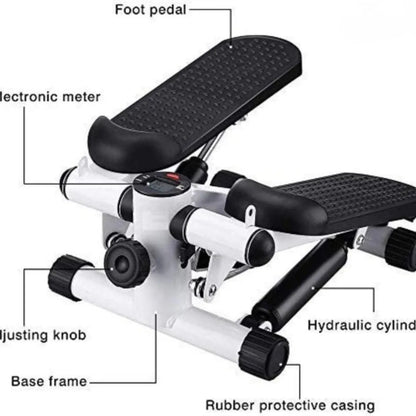 Mini Fitness Twist Stepper Exercise Machine with Electronic LED Display & Dual Hydraulic Drive | 2MM Steel Home Cardio Workout Stepper for Weight Loss & Full Body Fitness