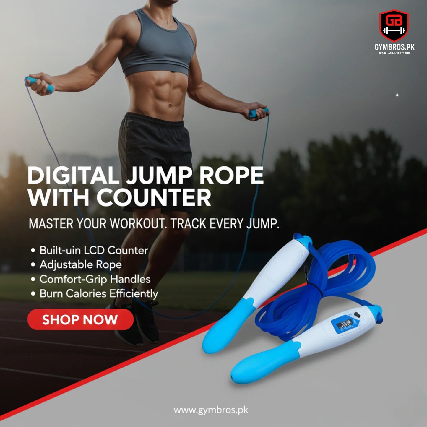 Jump Rope AD-220 with Digital Count Meter Adjustable Fitness Skipping Rope for Cardio, Weight Loss, Speed Training & Home Workout