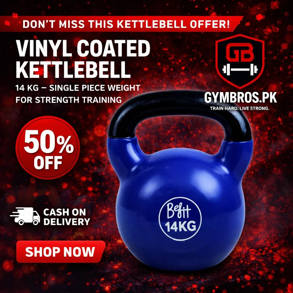 Vinyl Coated Cast Iron Kettlebell 2kg–20kg Solid Weight Training Kettle Bell with Wide Grip Handle, Flat Base & PVC Protective Coating for Full Body Strength, Cardio & Functional Home Gym Workout