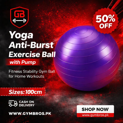 Anti-Burst Exercise Gym Ball with Air Pump, Non-Slip Yoga Stability Ball in 25CM, 65CM, 75CM, 85CM & 100CM Sizes for Core Strength, Balance, Home Workout & Physical Therapy