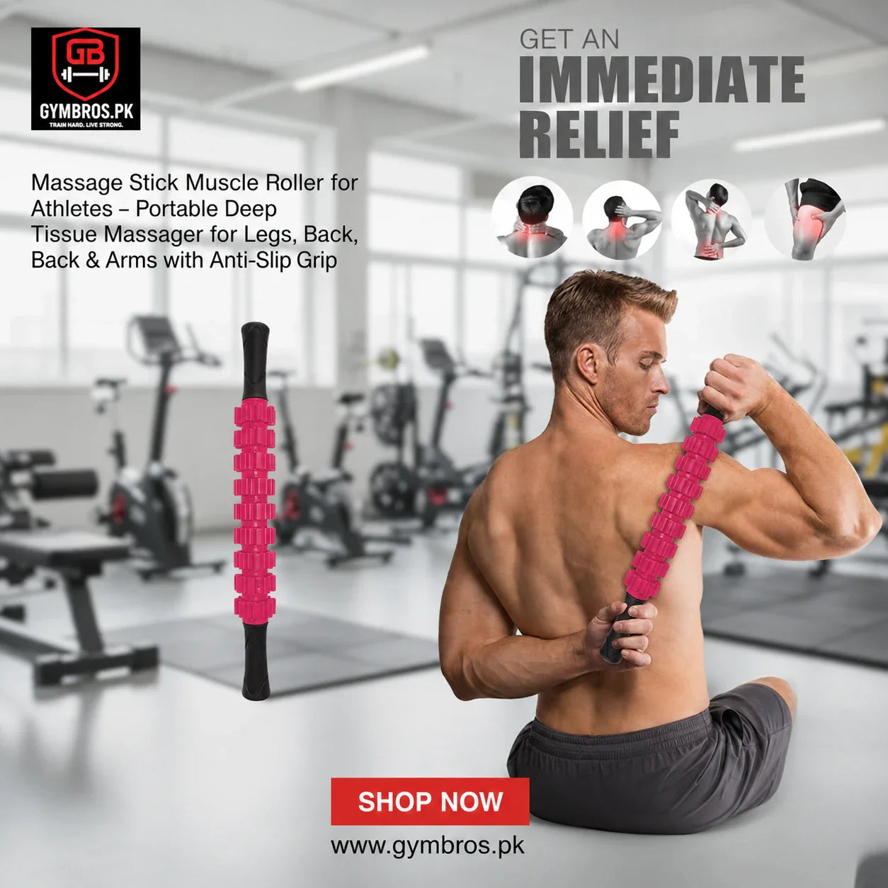 Massage Stick Muscle Roller for Athletes Portable Deep Tissue Massager | 47cm Deep Tissue Massage Stick for Legs, Back, Arms, Neck & Full Body Muscle Recovery & Pain Relief