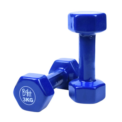 Vinyl Coated Dumbbells 1KG to 5KG (Pack of 2) Anti-Roll Hand Weights for Home Workout, Strength Training, Fitness Exercise & Muscle Toning