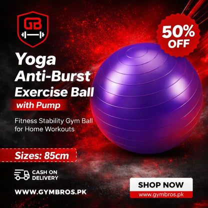 Anti-Burst Exercise Gym Ball with Air Pump, Non-Slip Yoga Stability Ball in 25CM, 65CM, 75CM, 85CM & 100CM Sizes for Core Strength, Balance, Home Workout & Physical Therapy