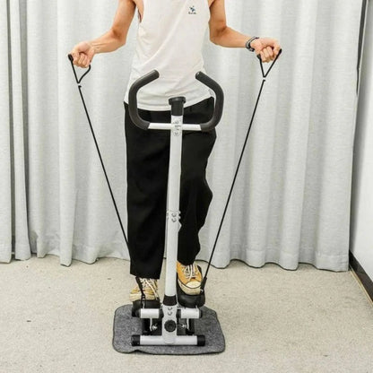 Mini Twist Stepper with Handle & Resistance Bands | Foldable Full Body Fitness Stepper Machine with LCD Monitor, Adjustable Height & Hydraulic System for Home Workout