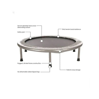 40 Inch Foldable Fitness Trampoline for Home Workout | Mini Rebounder Exercise Trampoline, Heavy Duty 114KG Load Capacity, With or Without Stand,  Waist Drum Spring System & Portable Indoor/Outdoor Use