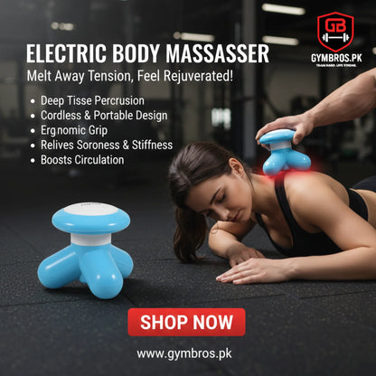 Mimo Mini Portable Full Body Electric Massager with Triangle Handle Design, USB & 4.5V 3 AAA Battery Support, AC/DC Vibration Massage Machine 140g Compact Body Massager (8×8×8cm)