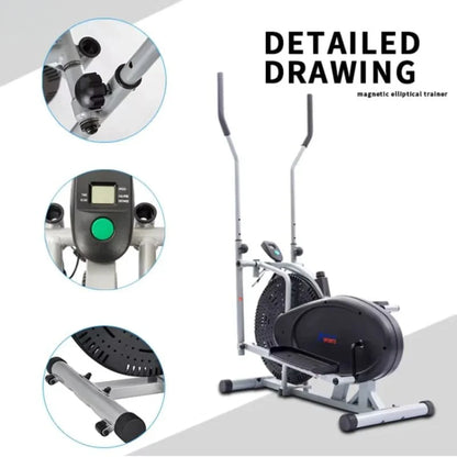 Orbitrac Exercise Bike ET-ORB 16 | 2-in-1 Elliptical & Exercise Bike with 1.92KG Flywheel, Belt Brake, Chain Drive & Digital Monitor for Home Workouts