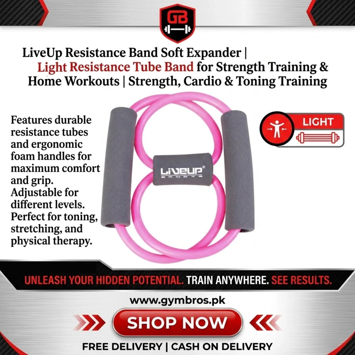 Liveup Resistance Band Soft Expander | Light, Medium & Heavy Resistance Tube Band for Strength Training & Home Workouts