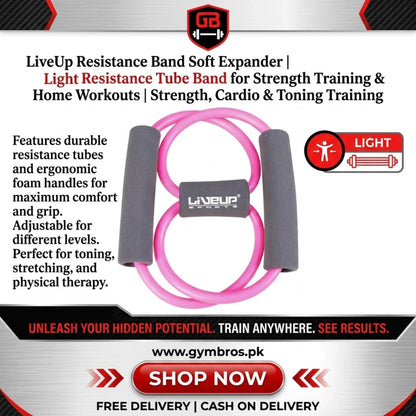 Liveup Resistance Band Soft Expander | Light, Medium & Heavy Resistance Tube Band for Strength Training & Home Workouts