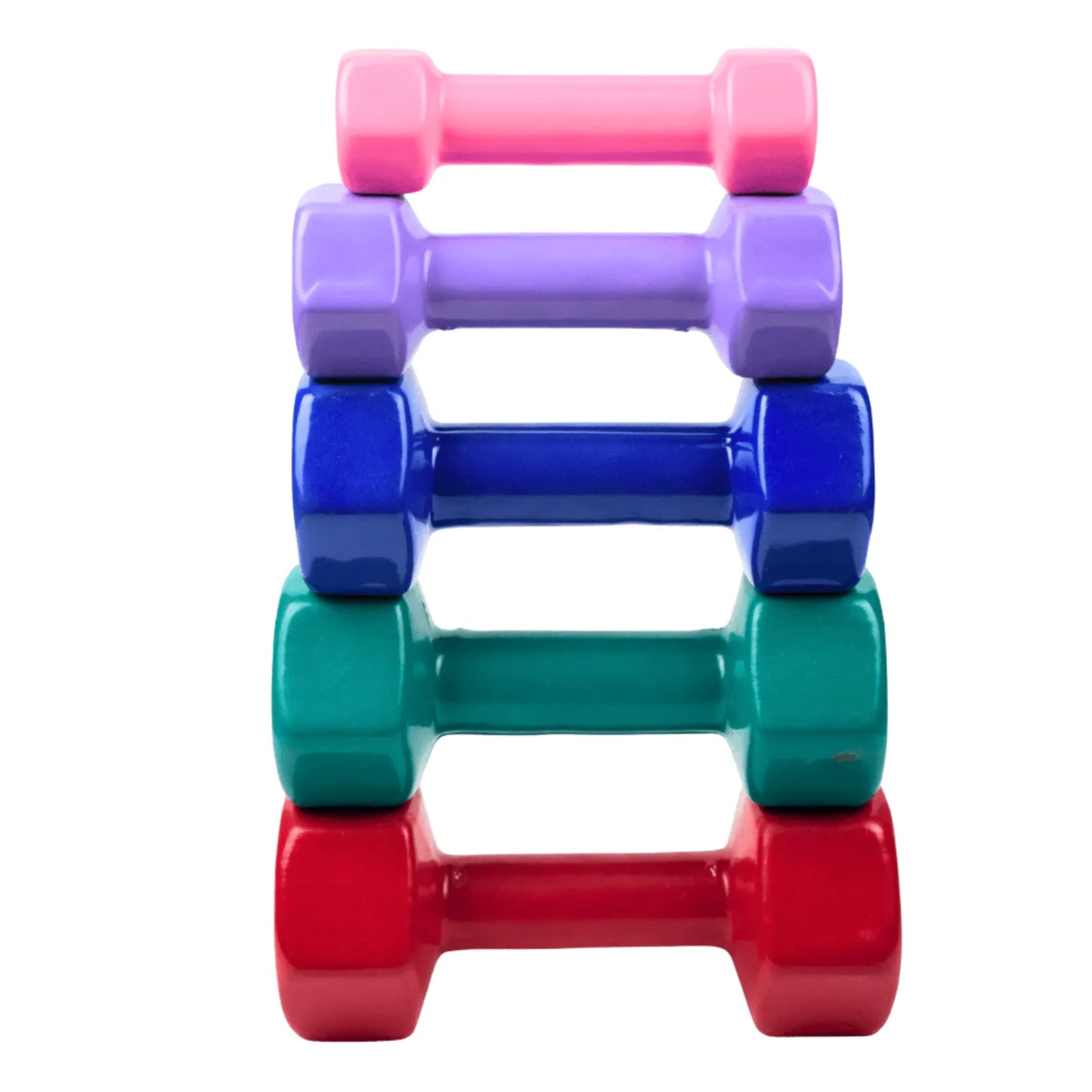 Vinyl Coated Dumbbells 1KG to 5KG (Pack of 2) Anti-Roll Hand Weights for Home Workout, Strength Training, Fitness Exercise & Muscle Toning