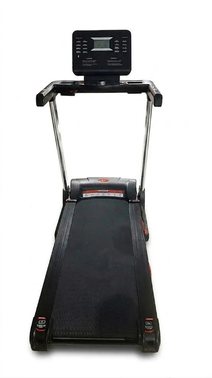 MAXIMUM FITNESS SSC 114 Treadmill, 2.5HP Continuous & 5.0HP Peak DC Motor,VOLTS: 180V - 240V, 	AMPS: 4.2A, R.P.M: 4900	DUTY: TREADMILL 1–14 KMPH Speed, 15% Motor Incline, 1200 × 430MM Running Area, 40 Preset Programs, Bluetooth, 120KG Capacity, Home Use
