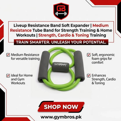 Liveup Resistance Band Soft Expander | Light, Medium & Heavy Resistance Tube Band for Strength Training & Home Workouts