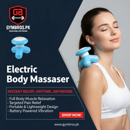 Mimo Mini Portable Full Body Electric Massager with Triangle Handle Design, USB & 4.5V 3 AAA Battery Support, AC/DC Vibration Massage Machine 140g Compact Body Massager (8×8×8cm)