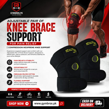 Adjustable Velcro Cotton Knee Brace Support Pair for Pain Relief, Sports, Gym & Injury Recovery | Compression Knee Support with Adjustable Straps for Men & Women