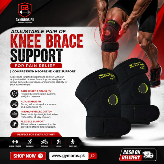 Adjustable Velcro Cotton Knee Brace Support Pair for Pain Relief, Sports, Gym & Injury Recovery | Compression Knee Support with Adjustable Straps for Men & Women