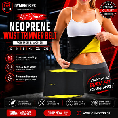 Hot Shaper Neoprene Waist Trimmer Belt for Men & Women (Small, Medium, Large, XL, 2XL, 3XL) – Adjustable Sweat Slimming Tummy Belt with Lower Back Support & Body Shaper Compression Wrap