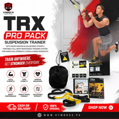 TRX Pro Pack Suspension Trainer with Door Anchor & Adjustable Straps | Portable Full Body Resistance Training System for Home Gym, Strength, Core & Cardio Workouts