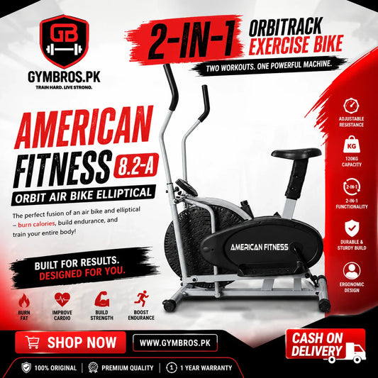 American Fitness 8.2-A Orbit Air Bike Elliptical – 2-in-1 Orbitrack Exercise Bike with Adjustable Resistance & 120KG Capacity